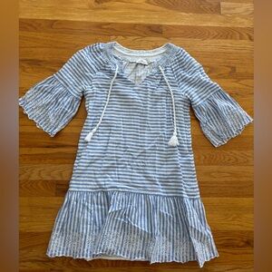 Vineyard Vines Blue and White Stripe Dress with Eyelet Trim Size 0